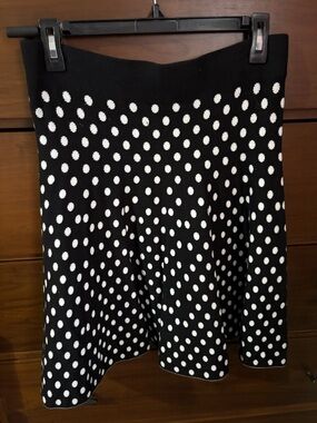 Maeve Black and White Polka Dot Skater Skirt